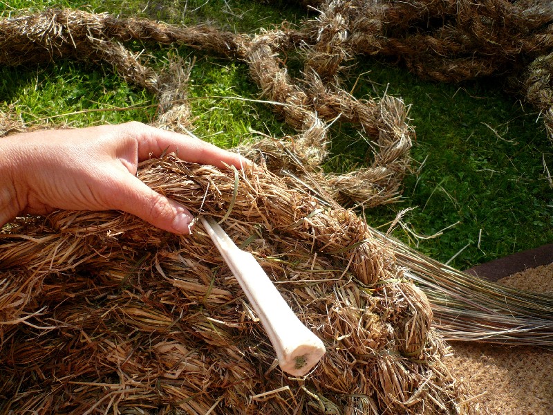 coiled hay grass basket